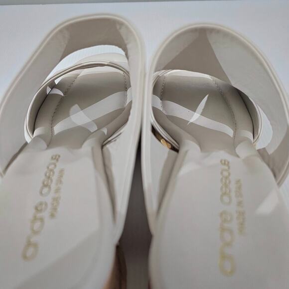 NEW Andre Assous Pilar Wedge Sandal EU 39 Platform Espadrille Off White Leather - Picture 10 of 13